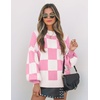 image:imageZESICA Womens Fall Fashion Turtleneck Long Sleeve Knit Oversized SweatersPinkplaid
