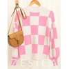 image:imageZESICA Womens Fall Fashion Turtleneck Long Sleeve Knit Oversized SweatersPinkplaid