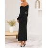 image:imageZESICA Womens Fall Floral Off Shoulder Wedding Guest DressesBlack