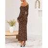 image:imageZESICA Womens Fall Floral Off Shoulder Wedding Guest DressesBrown