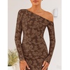 image:imageZESICA Womens Fall Floral Off Shoulder Wedding Guest DressesBrown