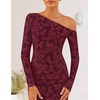 image:imageZESICA Womens Fall Floral Off Shoulder Wedding Guest DressesBurgundy