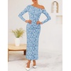 image:imageZESICA Womens Fall Floral Off Shoulder Wedding Guest DressesDustyblue