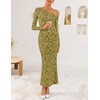 image:imageZESICA Womens Fall Floral Off Shoulder Wedding Guest DressesGreen