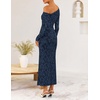 image:imageZESICA Womens Fall Floral Off Shoulder Wedding Guest DressesNavy