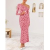 image:imageZESICA Womens Fall Floral Off Shoulder Wedding Guest DressesPink
