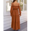 image:imageZESICA Womens Fall Long Sleeve Boho Off Shoulder Maxi DressesCaramel