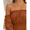 image:imageZESICA Womens Fall Long Sleeve Boho Off Shoulder Maxi DressesCaramel