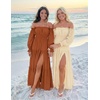 image:imageZESICA Womens Fall Long Sleeve Boho Off Shoulder Maxi DressesCaramel