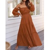 image:imageZESICA Womens Fall Long Sleeve Boho Off Shoulder Maxi DressesCaramel