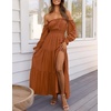 image:imageZESICA Womens Fall Long Sleeve Boho Off Shoulder Maxi DressesCaramel