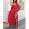 image:imageZESICA Womens Fall Long Sleeve Boho Off Shoulder Maxi DressesCherry