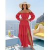 image:imageZESICA Womens Fall Long Sleeve Boho Off Shoulder Maxi DressesCherry