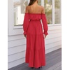image:imageZESICA Womens Fall Long Sleeve Boho Off Shoulder Maxi DressesCherry