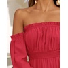 image:imageZESICA Womens Fall Long Sleeve Boho Off Shoulder Maxi DressesCherry