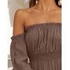 image:imageZESICA Womens Fall Long Sleeve Boho Off Shoulder Maxi DressesCoffee