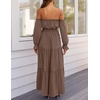 image:imageZESICA Womens Fall Long Sleeve Boho Off Shoulder Maxi DressesCoffee