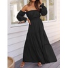 image:imageZESICA Womens Fall Long Sleeve Boho Off Shoulder Maxi DressesDark Black