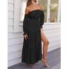 image:imageZESICA Womens Fall Long Sleeve Boho Off Shoulder Maxi DressesDark Black