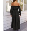image:imageZESICA Womens Fall Long Sleeve Boho Off Shoulder Maxi DressesDark Black