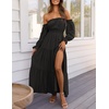 image:imageZESICA Womens Fall Long Sleeve Boho Off Shoulder Maxi DressesDark Black