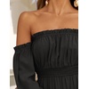 image:imageZESICA Womens Fall Long Sleeve Boho Off Shoulder Maxi DressesDark Black
