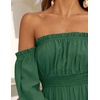 image:imageZESICA Womens Fall Long Sleeve Boho Off Shoulder Maxi DressesDark Green