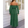 image:imageZESICA Womens Fall Long Sleeve Boho Off Shoulder Maxi DressesDark Green