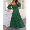 image:imageZESICA Womens Fall Long Sleeve Boho Off Shoulder Maxi DressesDark Green