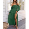 image:imageZESICA Womens Fall Long Sleeve Boho Off Shoulder Maxi DressesDark Green