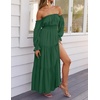 image:imageZESICA Womens Fall Long Sleeve Boho Off Shoulder Maxi DressesDark Green