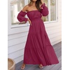 image:imageZESICA Womens Fall Long Sleeve Boho Off Shoulder Maxi DressesFuchsia