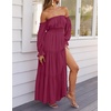 image:imageZESICA Womens Fall Long Sleeve Boho Off Shoulder Maxi DressesFuchsia