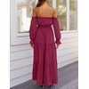 image:imageZESICA Womens Fall Long Sleeve Boho Off Shoulder Maxi DressesFuchsia
