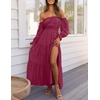 image:imageZESICA Womens Fall Long Sleeve Boho Off Shoulder Maxi DressesFuchsia