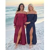 image:imageZESICA Womens Fall Long Sleeve Boho Off Shoulder Maxi DressesFuchsia