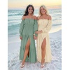 image:imageZESICA Womens Fall Long Sleeve Boho Off Shoulder Maxi DressesGreen