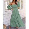 image:imageZESICA Womens Fall Long Sleeve Boho Off Shoulder Maxi DressesGreen