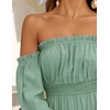 image:imageZESICA Womens Fall Long Sleeve Boho Off Shoulder Maxi DressesGreen