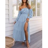 image:imageZESICA Womens Fall Long Sleeve Boho Off Shoulder Maxi DressesLight Blue