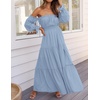 image:imageZESICA Womens Fall Long Sleeve Boho Off Shoulder Maxi DressesLight Blue