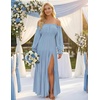 image:imageZESICA Womens Fall Long Sleeve Boho Off Shoulder Maxi DressesLight Blue