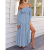 image:imageZESICA Womens Fall Long Sleeve Boho Off Shoulder Maxi DressesLight Blue