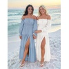 image:imageZESICA Womens Fall Long Sleeve Boho Off Shoulder Maxi DressesLight Blue