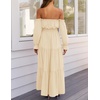 image:imageZESICA Womens Fall Long Sleeve Boho Off Shoulder Maxi DressesLight Yellow