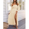 image:imageZESICA Womens Fall Long Sleeve Boho Off Shoulder Maxi DressesLight Yellow