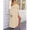 image:imageZESICA Womens Fall Long Sleeve Boho Off Shoulder Maxi DressesLight Yellow