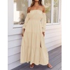 image:imageZESICA Womens Fall Long Sleeve Boho Off Shoulder Maxi DressesLight Yellow