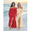 image:imageZESICA Womens Fall Long Sleeve Boho Off Shoulder Maxi DressesLight Yellow