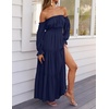 image:imageZESICA Womens Fall Long Sleeve Boho Off Shoulder Maxi DressesNavy
